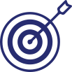 A blue target with an arrow in it.